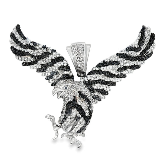 Eagle Black & White CZ Pendant .925 Sterling Silver