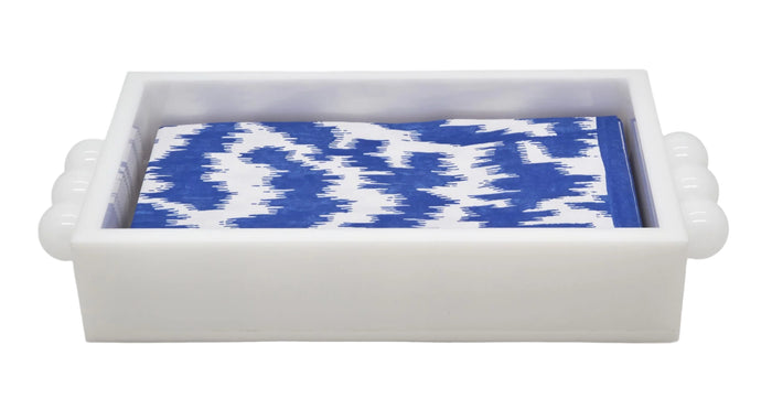 Guest Napkin Holder - White Acrylic/Baubles