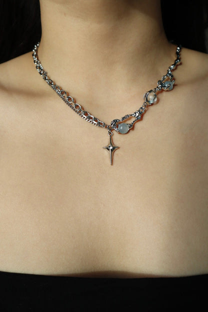 Palladium White Gold Plated Moonlight Star Necklace