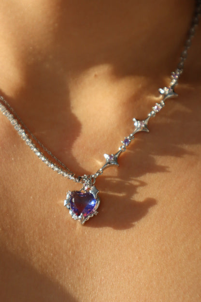 Palladium White Gold Plated Gradient Heart Necklace