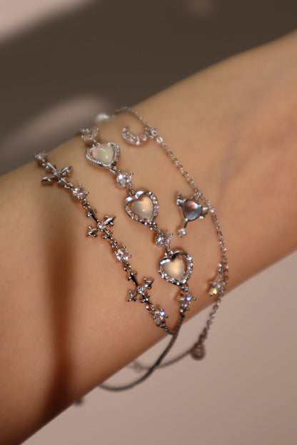 Palladium White Gold Plated Multi Diamond Cross Bracelet