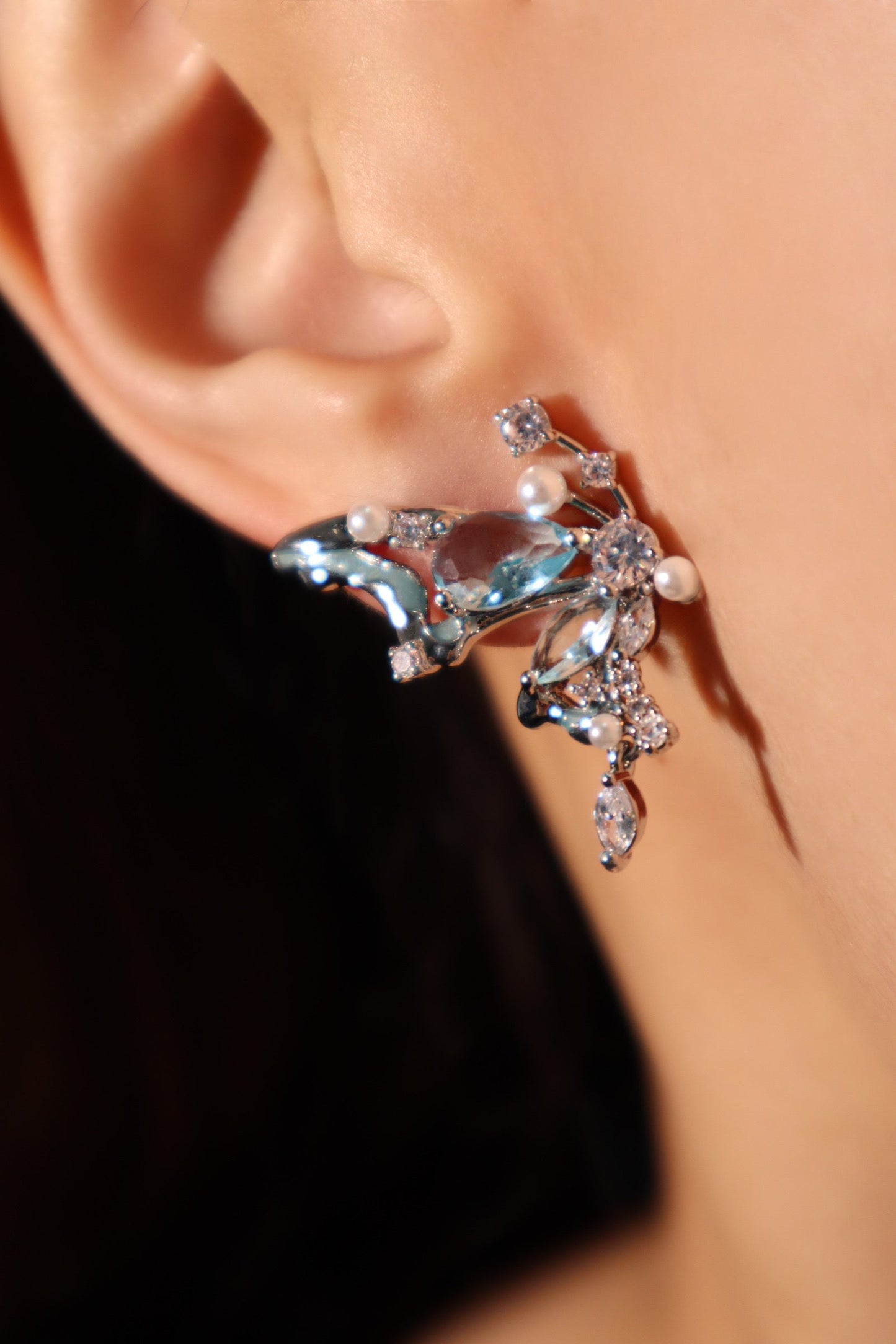 Blue Gem Butterfly Earrings