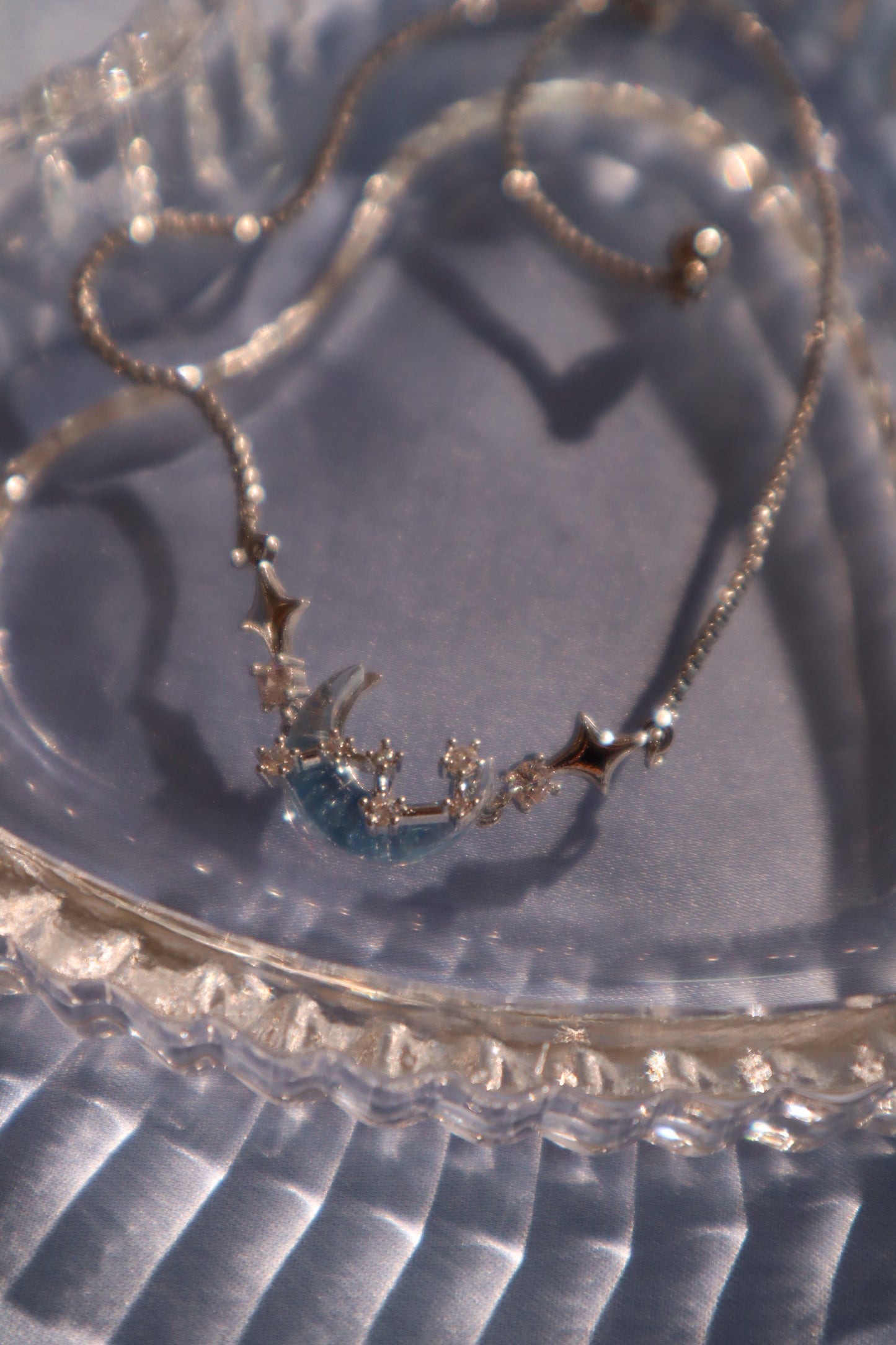Palladium White Gold Plated Moonstone Moon Star Bracelet