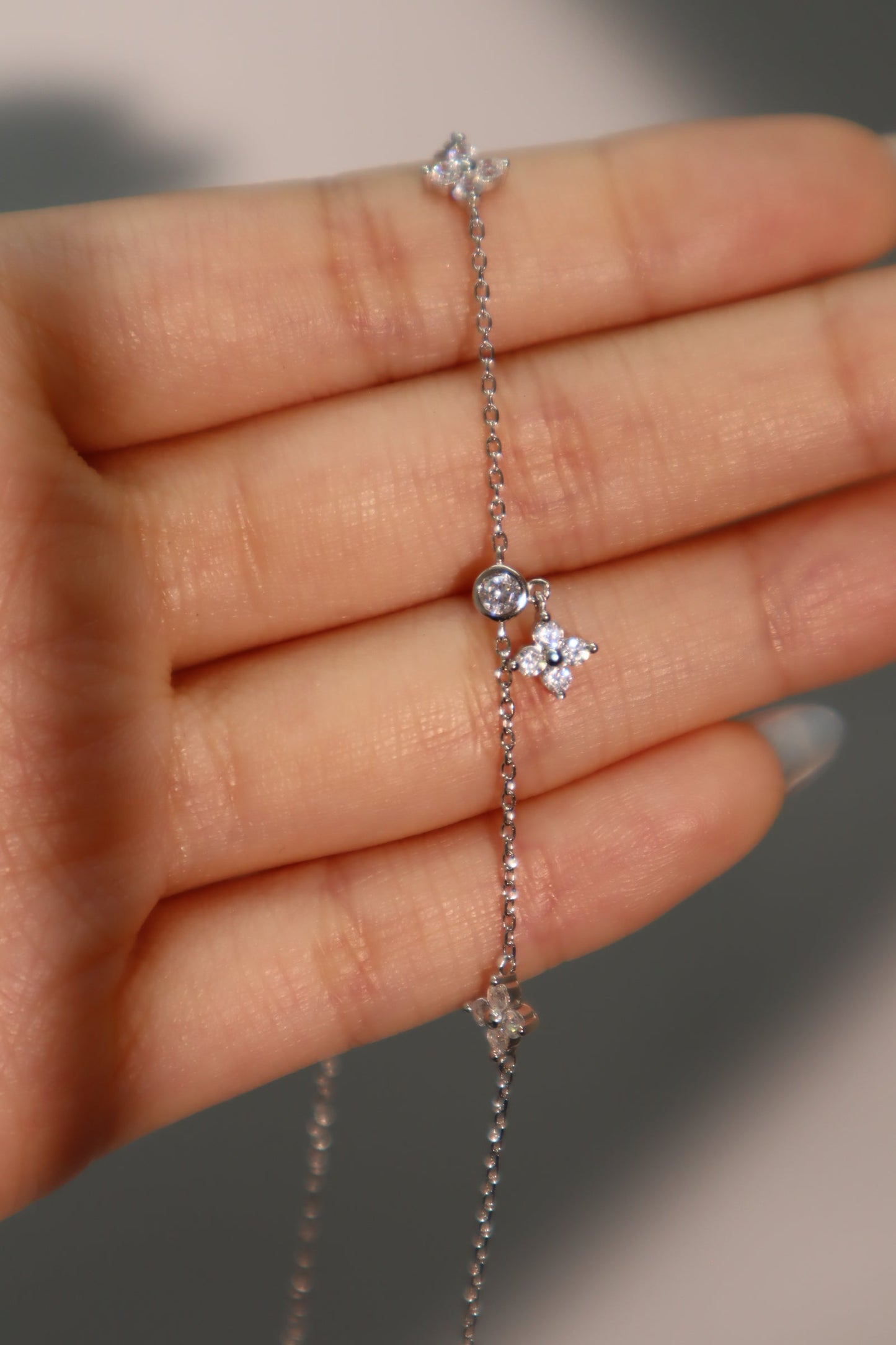 Palladium White Gold Plated Multi Starlight Petal Necklace