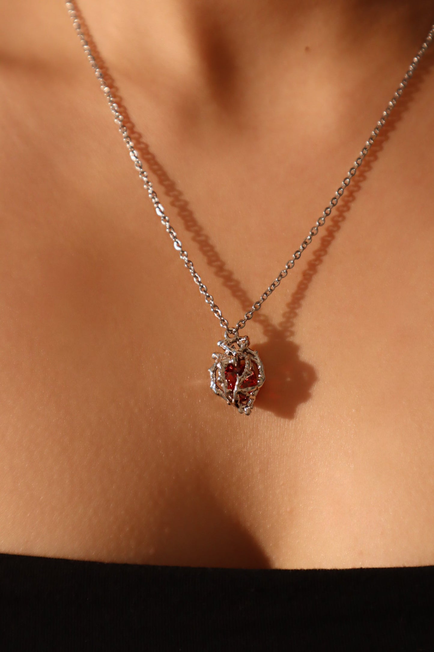 Palladium White Gold Plated Heart Necklace