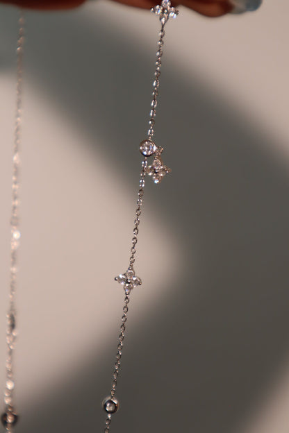 Palladium White Gold Plated Multi Starlight Petal Necklace