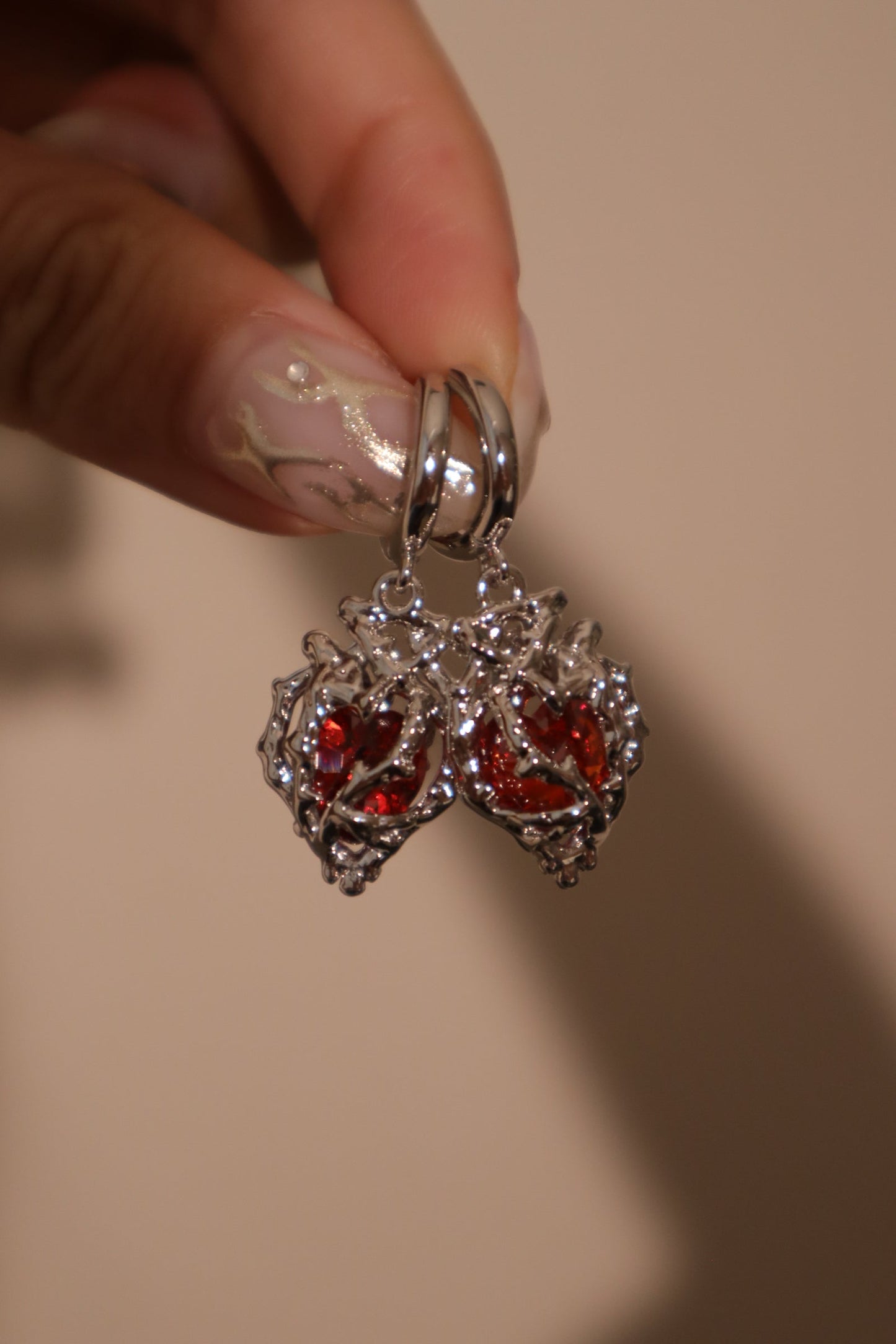 Palladium White Gold Plated Heart Earrings