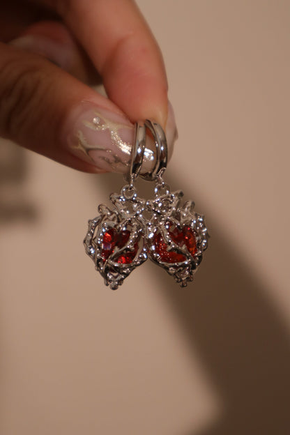 Palladium White Gold Plated Heart Earrings