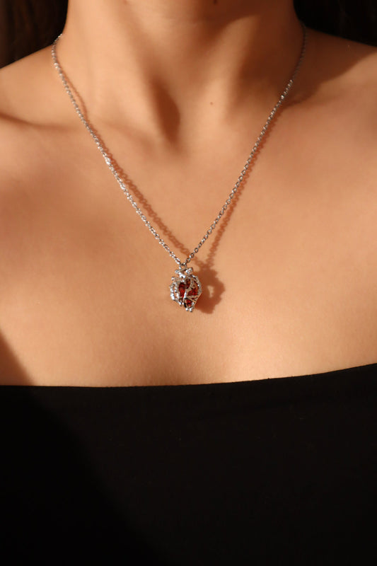 Palladium White Gold Plated Heart Necklace