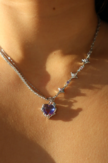 Palladium White Gold Plated Gradient Heart Necklace