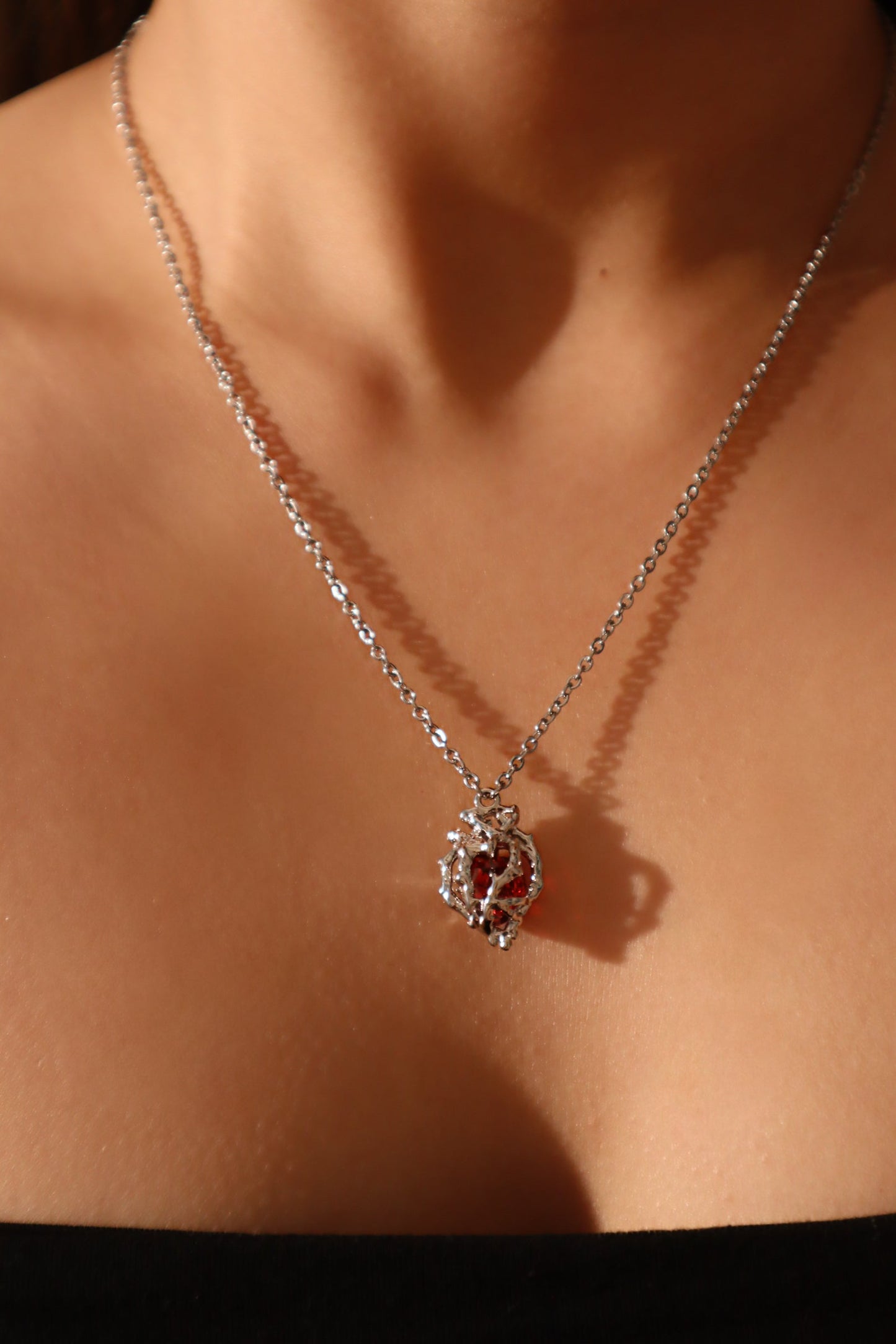 Palladium White Gold Plated Heart Necklace