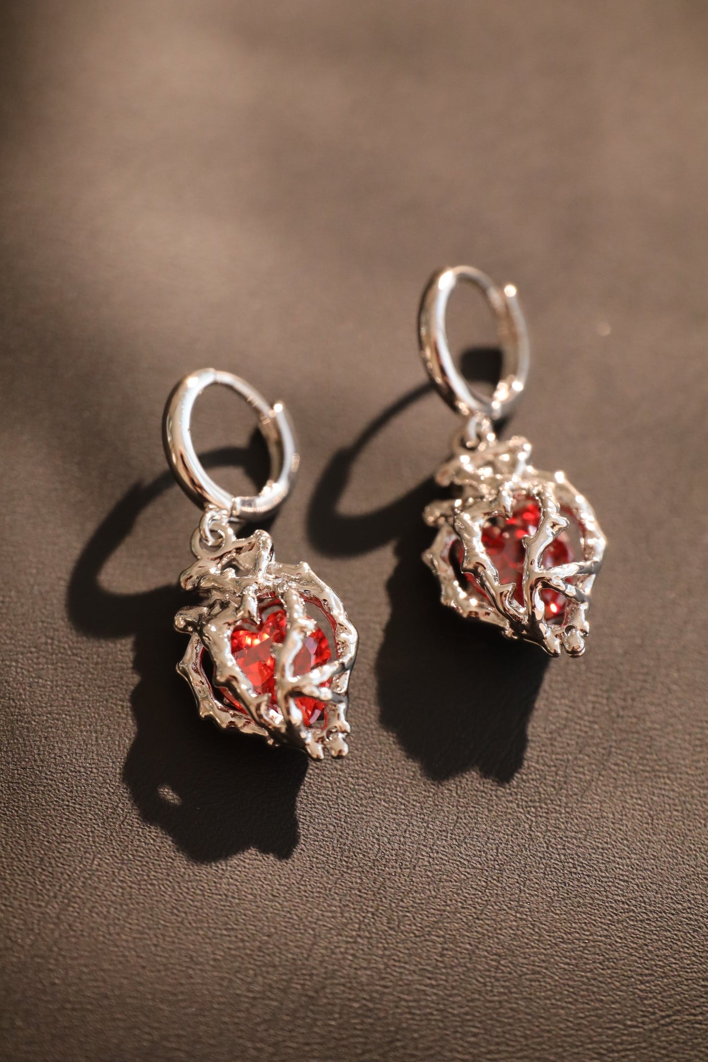 Palladium White Gold Plated Heart Earrings