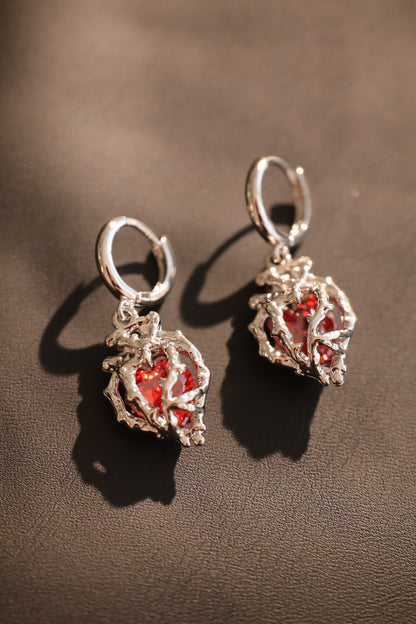 Palladium White Gold Plated Heart Earrings