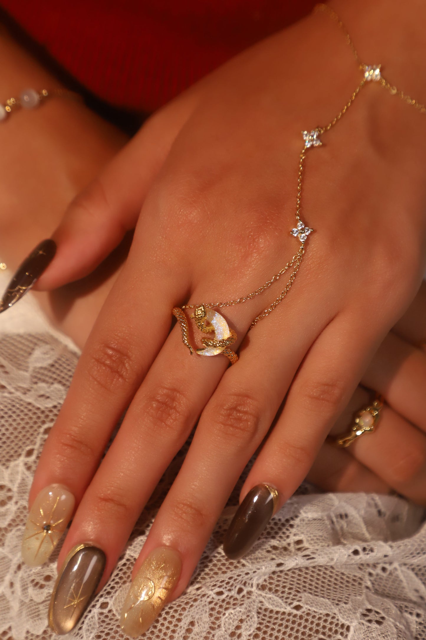 20K Real Gold Plated Moon Snake Ring