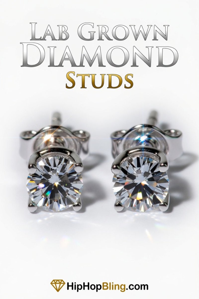 CVD Lab Grown Diamond Stud Earrings .925 Sterling Silver