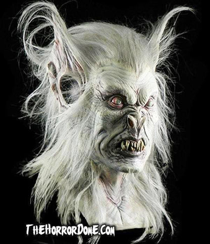 Close-up of hand-painted, hair-laid Vampire Wolf mask details