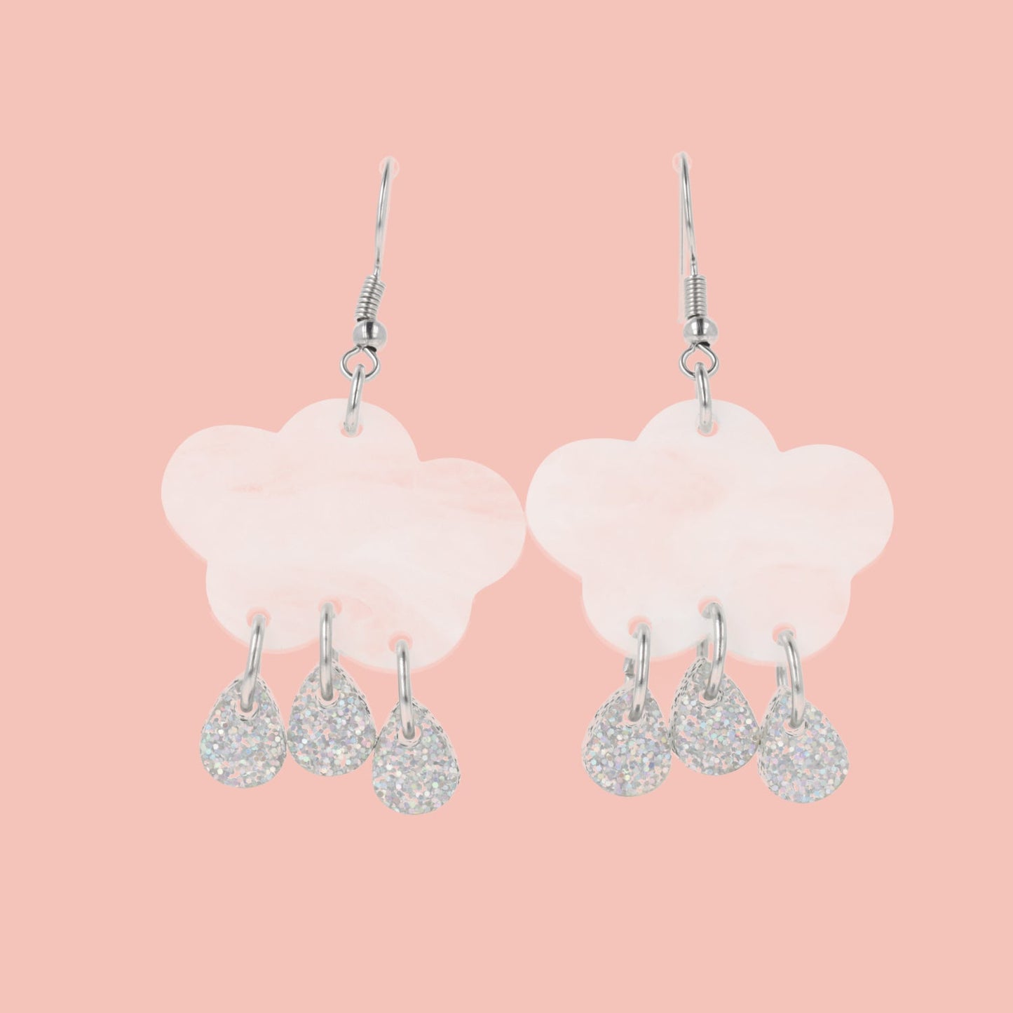 White Glitter Acid Rain Earrings