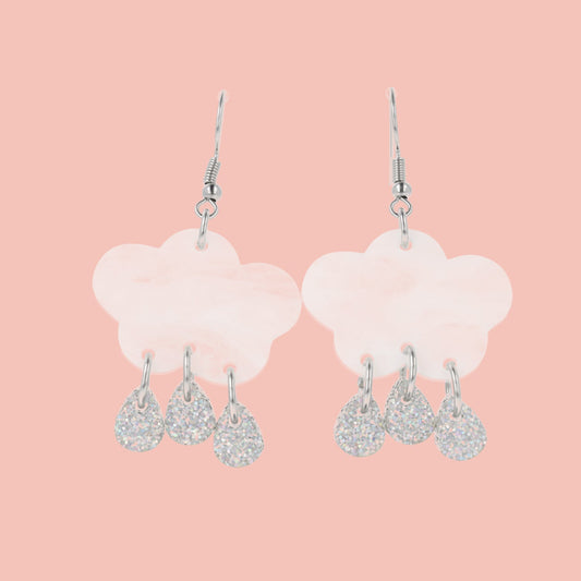 White Glitter Acid Rain Earrings