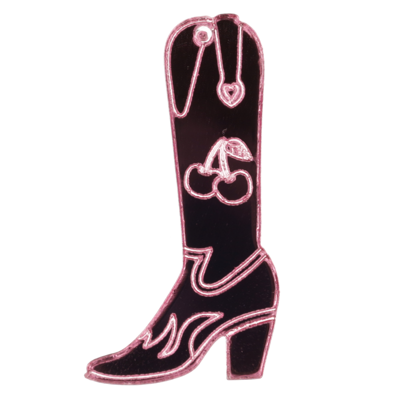 Working 9-5 Pink Cowgirl Boot Charm