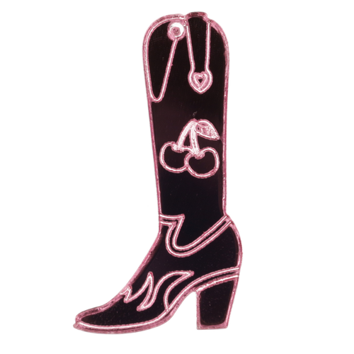 Working 9-5 Pink Cowgirl Boot Charm